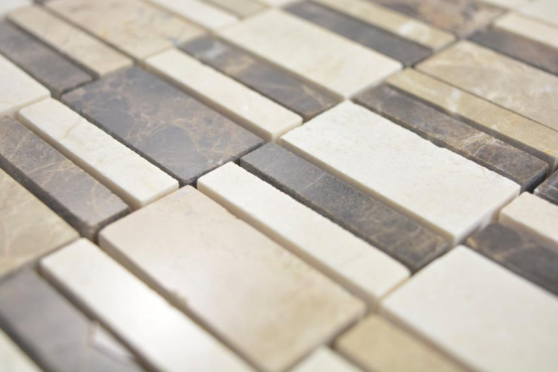 Muestra de mano mármol mosaico piedra emperador oscuro cremarfil mosaico azulejo pared azulejo backsplash cocina baño MOS88-1213_m
