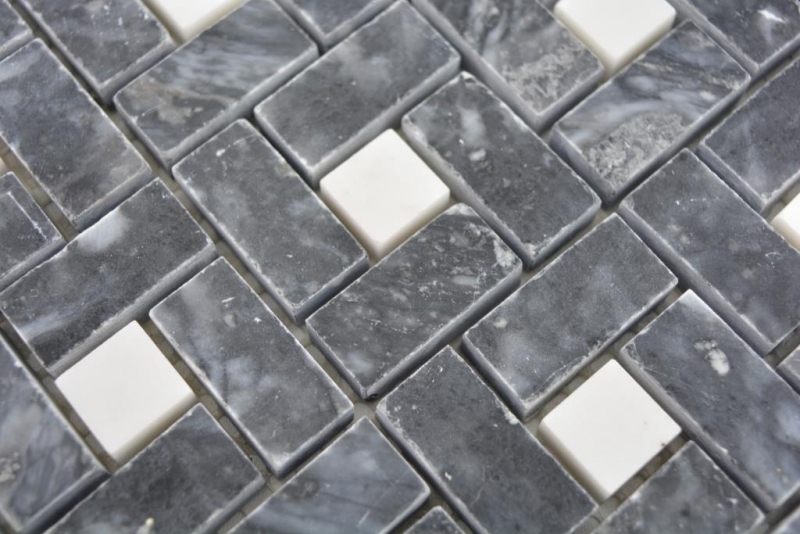 Muestras de mano mosaico de mármol piedra rueda eddy negro blanco lechoso pulido mosaico de mármol piedra rueda pantera gris pulido MOS88-B19_m