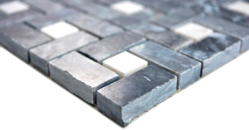 Muestras de mano mosaico de mármol piedra rueda eddy negro blanco lechoso pulido mosaico de mármol piedra rueda pantera gris pulido MOS88-B19_m
