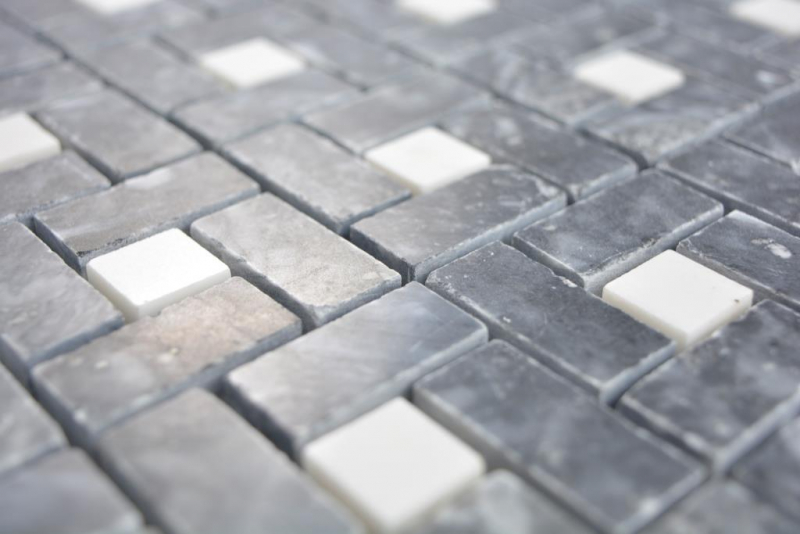 Muestras de mano mosaico de mármol piedra rueda eddy negro blanco lechoso pulido mosaico de mármol piedra rueda pantera gris pulido MOS88-B19_m