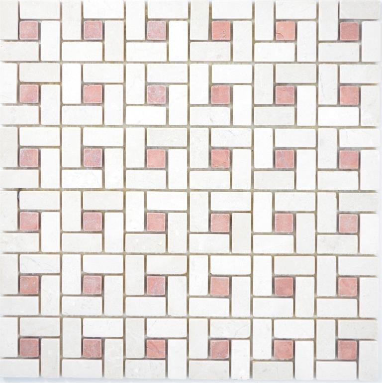 Muestras de mano mosaico de mármol piedra rueda cremarfil rosa rosa mosaico de mármol piedra rueda pantera gris pulido MOS88-B27_m