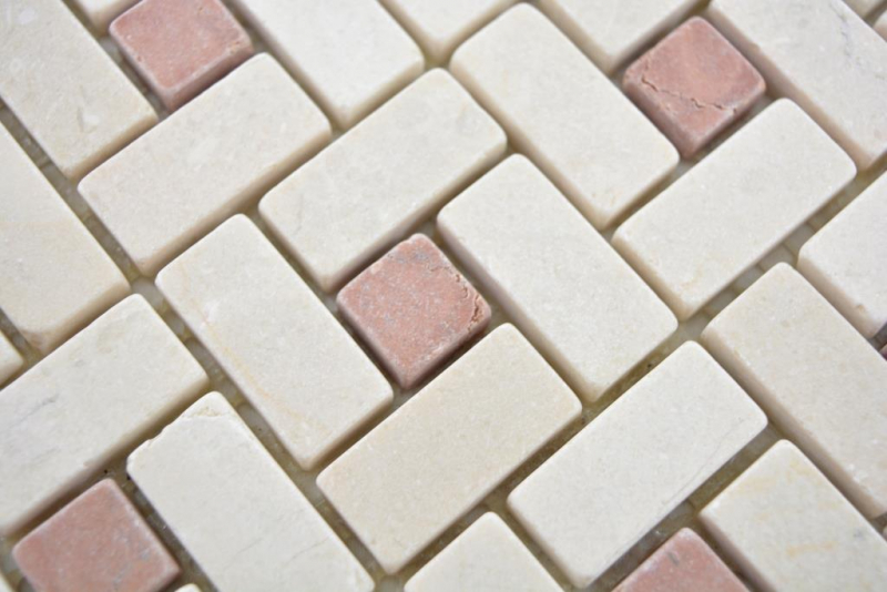 Muestras de mano mosaico de mármol piedra rueda cremarfil rosa rosa mosaico de mármol piedra rueda pantera gris pulido MOS88-B27_m