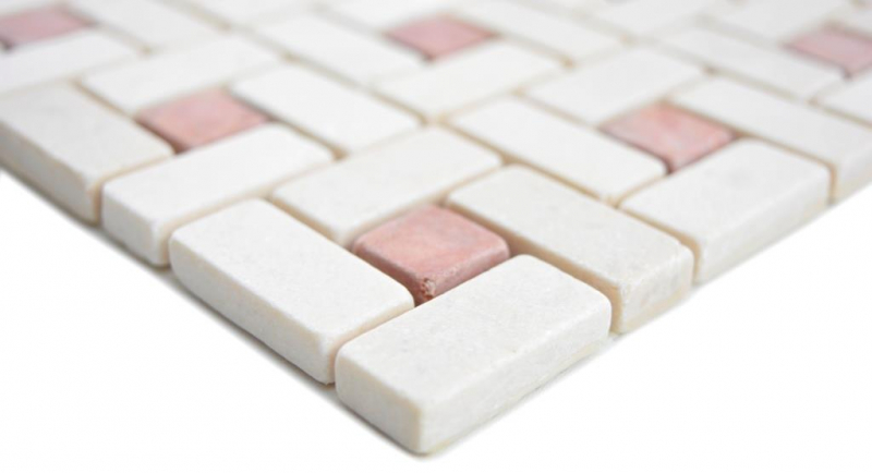 Muestras de mano mosaico de mármol piedra rueda cremarfil rosa rosa mosaico de mármol piedra rueda pantera gris pulido MOS88-B27_m