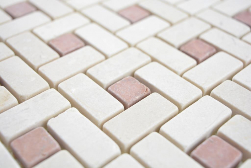 Muestras de mano mosaico de mármol piedra rueda cremarfil rosa rosa mosaico de mármol piedra rueda pantera gris pulido MOS88-B27_m