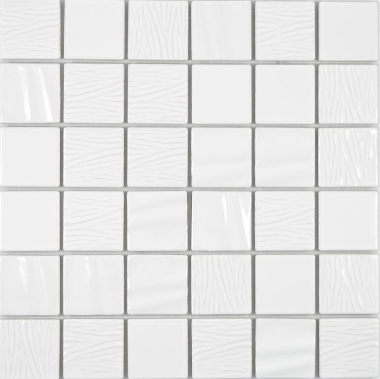 Muestra de mano mosaico de cerámica Kanaan blanco liso mosaico azulejo pared azulejo backsplash cocina baño MOS14-0101_m