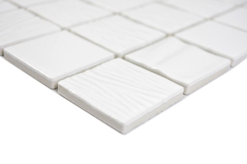 Muestra de mano mosaico de cerámica Kanaan blanco liso mosaico azulejo pared azulejo backsplash cocina baño MOS14-0101_m
