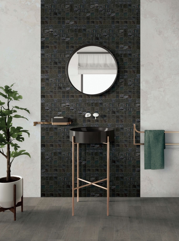 Azulejo de mosaico de cerámica negro iridium antracita azulejo de mosaico pared azulejo backsplash cocina cuarto de baño MOS14-0003