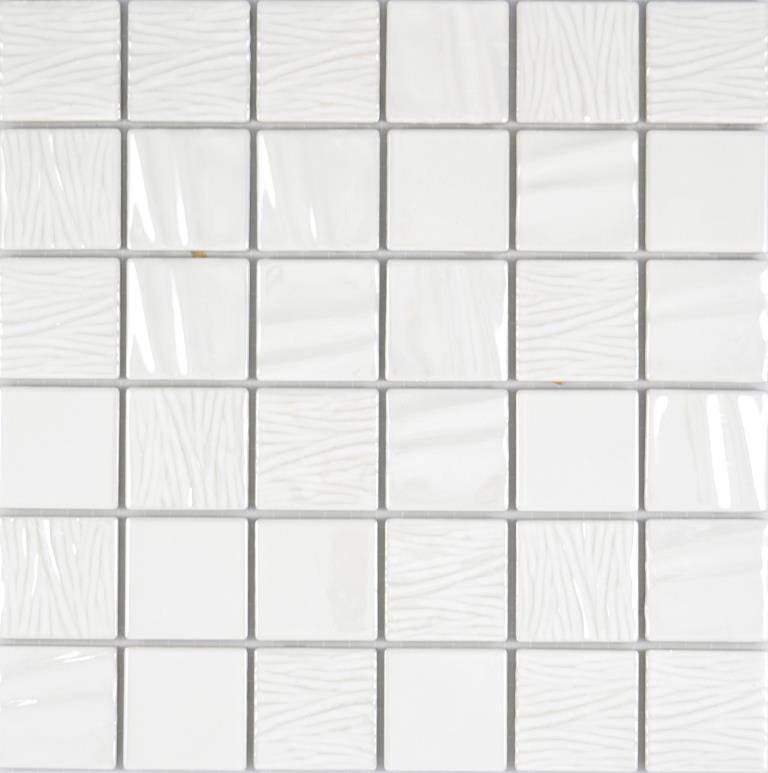 Muestra de mano mosaico de cerámica Kanaan blanco liso mosaico azulejo pared azulejo backsplash cocina baño MOS14-0111_m
