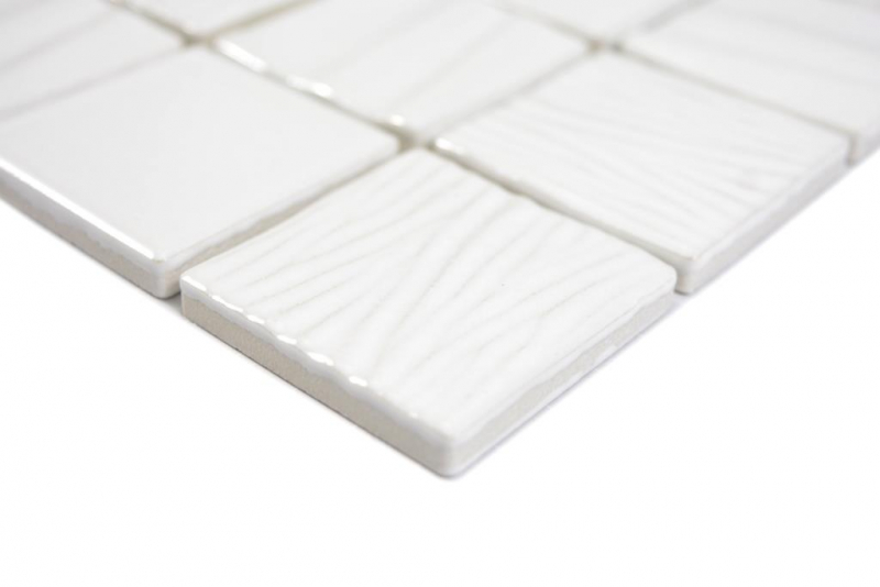 Muestra de mano mosaico de cerámica Kanaan blanco liso mosaico azulejo pared azulejo backsplash cocina baño MOS14-0111_m