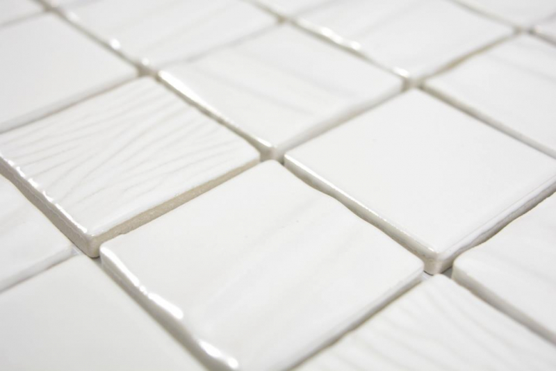 Muestra de mano mosaico de cerámica Kanaan blanco liso mosaico azulejo pared azulejo backsplash cocina baño MOS14-0111_m