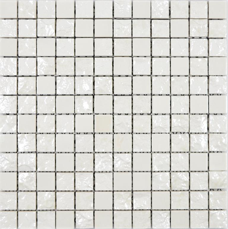 Muestra de mano mosaico de cerámica Bakú blanco mosaico azulejo pared azulejo backsplash cocina baño MOS14-0001_m