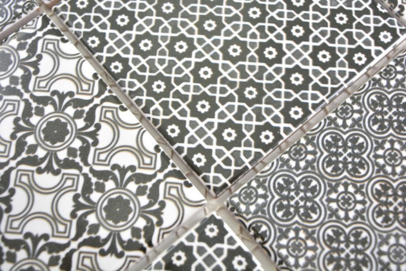 Muestra de mano cerámica mosaico negro mosaico azulejo pared azulejo backsplash cocina baño MOS22B-0303_m