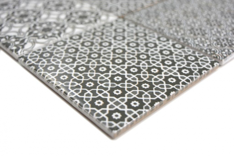 Muestra de mano cerámica mosaico negro mosaico azulejo pared azulejo backsplash cocina baño MOS22B-0303_m