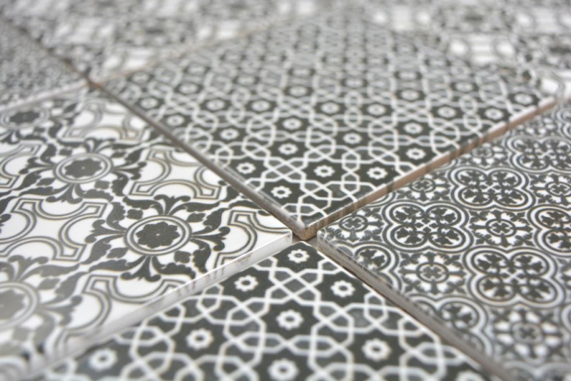 Muestra de mano cerámica mosaico negro mosaico azulejo pared azulejo backsplash cocina baño MOS22B-0303_m