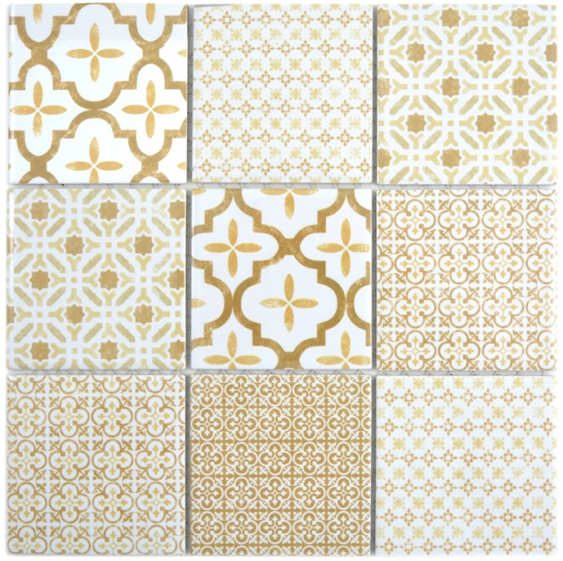Muestra de mano mosaico de cerámica WARM beige mosaico azulejo pared azulejo backsplash cocina baño MOS22B-WB12_m