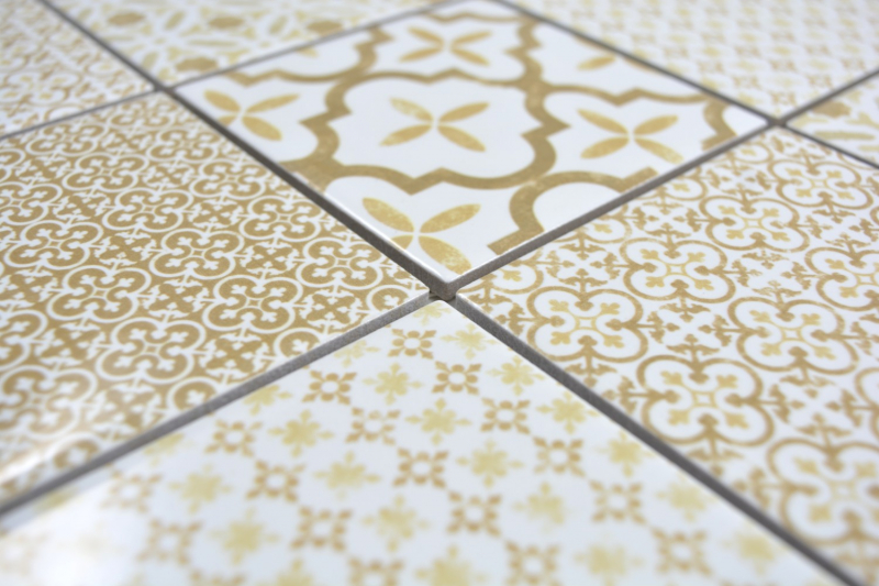 Muestra de mano mosaico de cerámica WARM beige mosaico azulejo pared azulejo backsplash cocina baño MOS22B-WB12_m