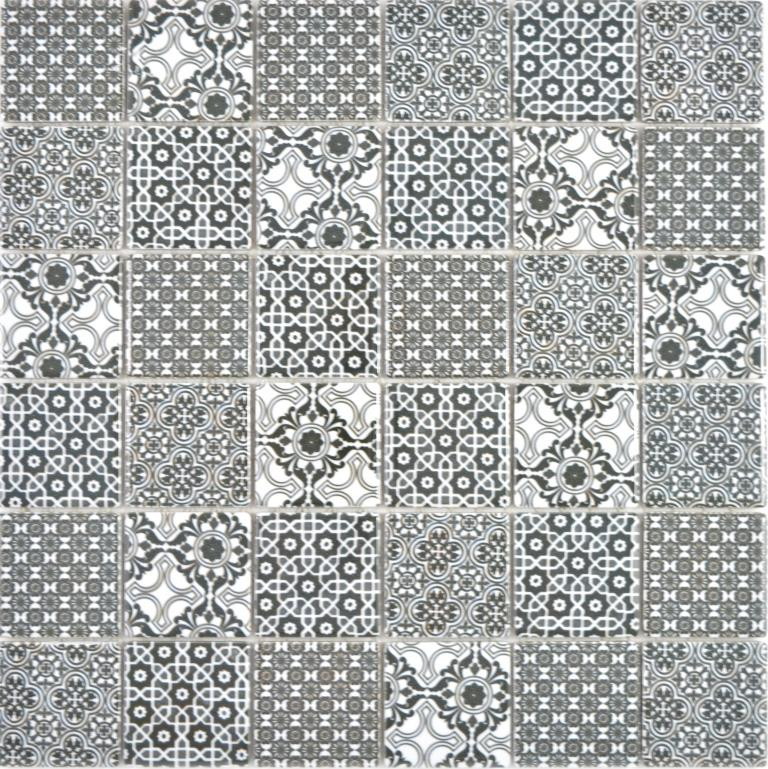 Muestra de mano cerámica mosaico blanco negro mosaico azulejo pared azulejo backsplash cocina baño MOS14-0333_m