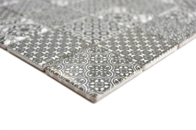 Muestra de mano cerámica mosaico blanco negro mosaico azulejo pared azulejo backsplash cocina baño MOS14-0333_m