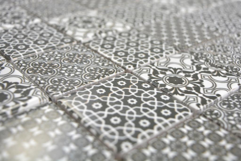 Muestra de mano cerámica mosaico blanco negro mosaico azulejo pared azulejo backsplash cocina baño MOS14-0333_m