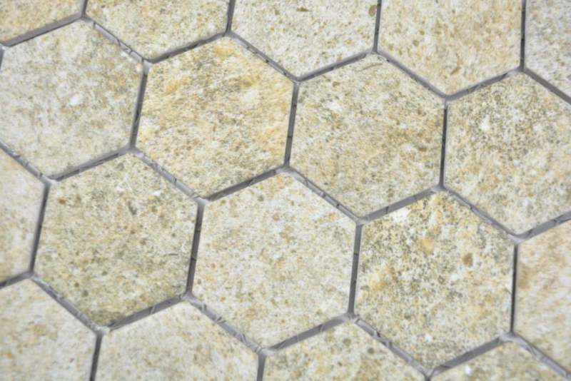 Muestra de mano cerámica mosaico hexágono granito beige mosaico azulejo pared azulejo backsplash cocina baño MOS11H-1100_m