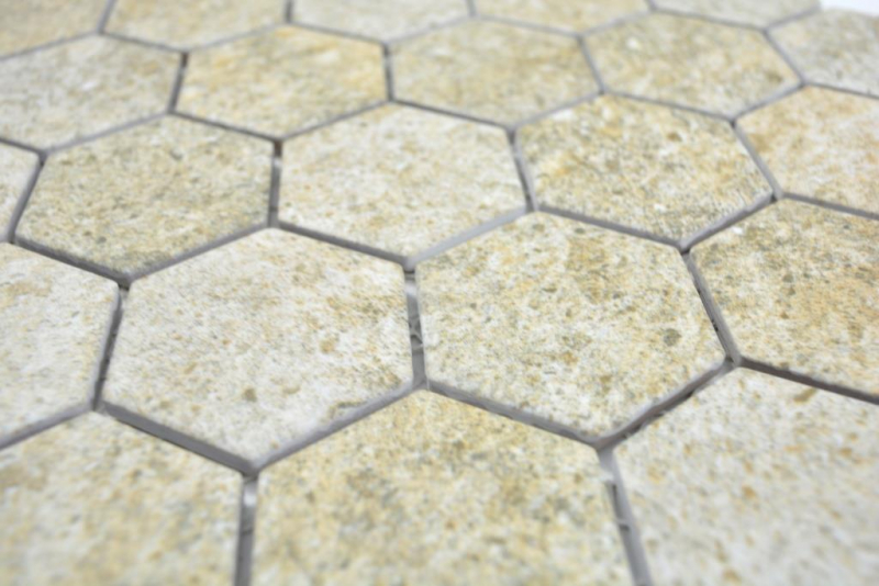 Muestra de mano cerámica mosaico hexágono granito beige mosaico azulejo pared azulejo backsplash cocina baño MOS11H-1100_m