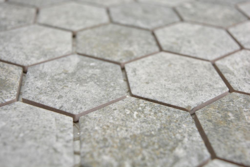 Hexagonal hexágono mosaico azulejo de cerámica de granito gris mezcla mosaico azulejo pared backsplash cocina baño cocina pared WC - MOS11H-0023