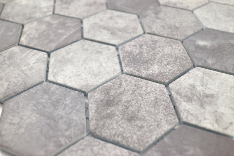 Hexagonal hexágono mosaico azulejo de cerámica de cemento mirada gris oscuro mosaico azulejo pared azulejo backsplash cocina cuarto de baño aseo - MOS11H-0026