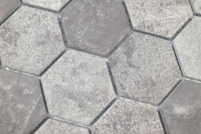 Hexagonal hexágono mosaico azulejo de cerámica de cemento mirada gris oscuro mosaico azulejo pared azulejo backsplash cocina cuarto de baño aseo - MOS11H-0026