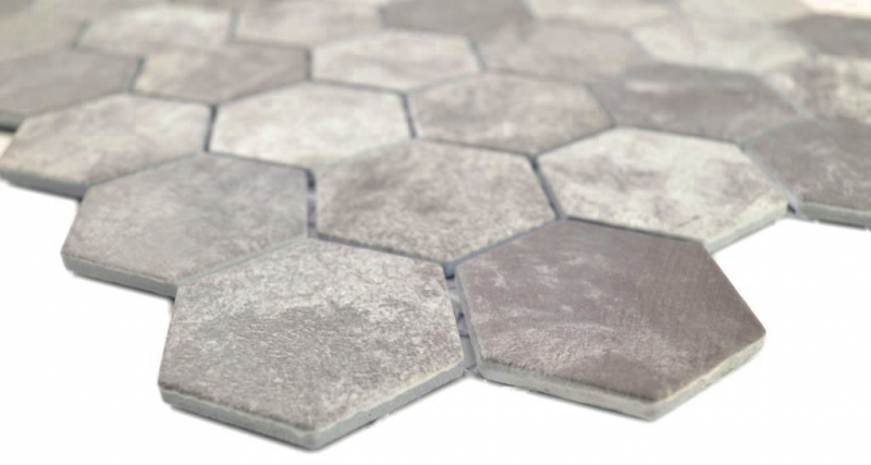 Hexagonal hexágono mosaico azulejo de cerámica de cemento mirada gris oscuro mosaico azulejo pared azulejo backsplash cocina cuarto de baño aseo - MOS11H-0026