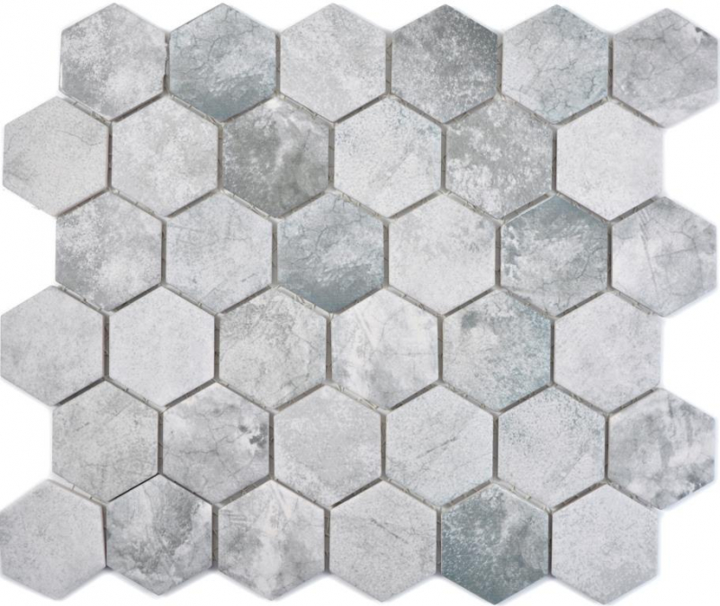 Hexagonal hexágono mosaico azulejo de cerámica de cemento mirada gris claro mosaico azulejo pared azulejo backsplash cocina cuarto de baño aseo - MOS11H-0222
