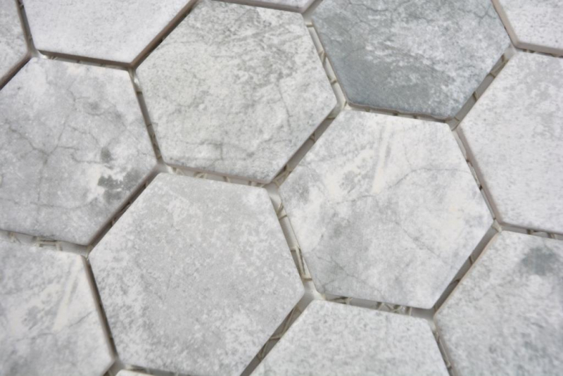 Hexagonal hexágono mosaico azulejo de cerámica de cemento mirada gris claro mosaico azulejo pared azulejo backsplash cocina cuarto de baño aseo - MOS11H-0222
