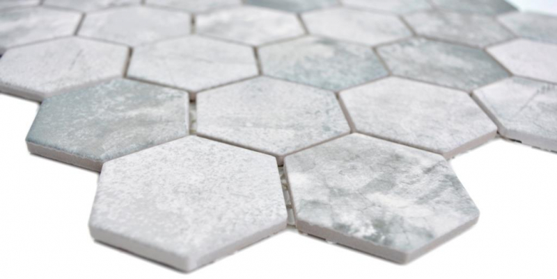 Hexagonal hexágono mosaico azulejo de cerámica de cemento mirada gris claro mosaico azulejo pared azulejo backsplash cocina cuarto de baño aseo - MOS11H-0222