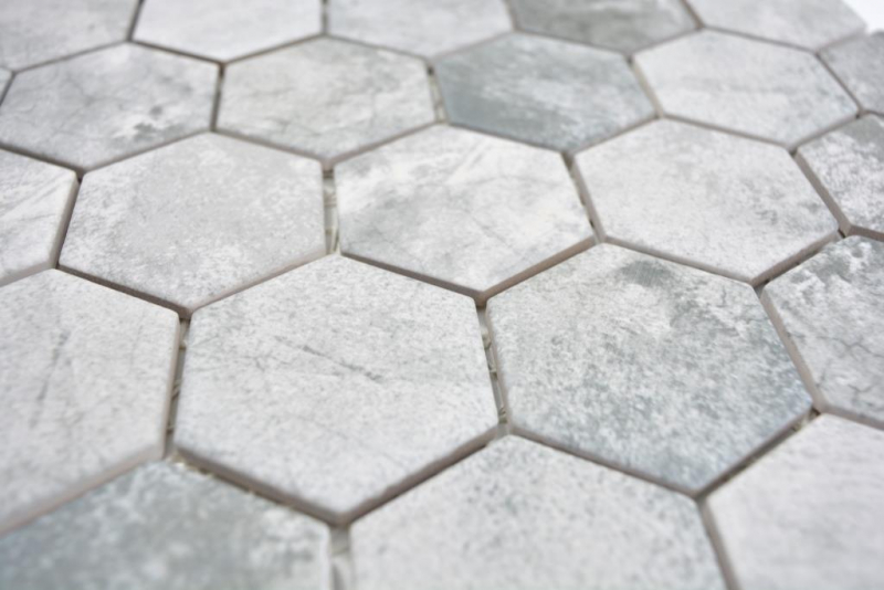 Hexagonal hexágono mosaico azulejo de cerámica de cemento mirada gris claro mosaico azulejo pared azulejo backsplash cocina cuarto de baño aseo - MOS11H-0222