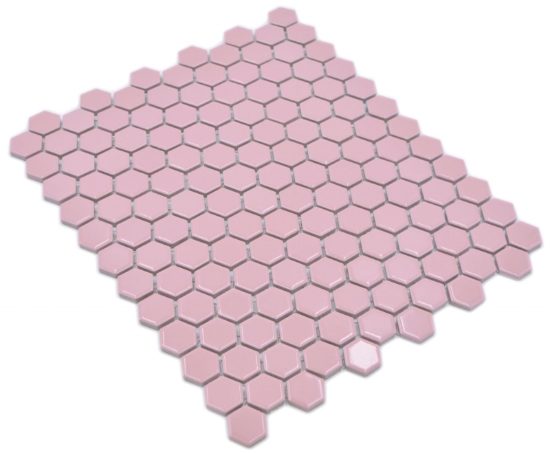 Mosaico de cerámica hexágono rosa antiguo brillante mosaico azulejos pared azulejos backsplash cocina cuarto de baño MOS11H-1111_f