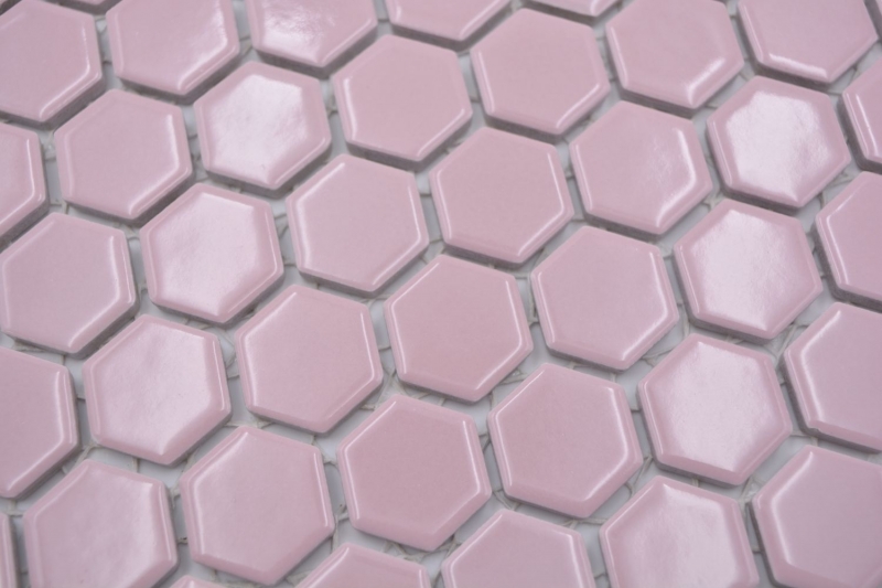 Mosaico de cerámica hexágono rosa antiguo brillante mosaico azulejos pared azulejos backsplash cocina cuarto de baño MOS11H-1111_f