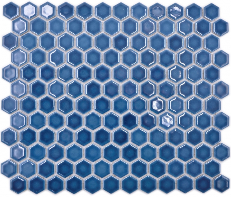Hexagonal hexágono mosaico azulejo de cerámica mini azul verde brillante mosaico azulejo pared azulejo backsplash cocina cuarto de baño aseo - MOS11H-0405