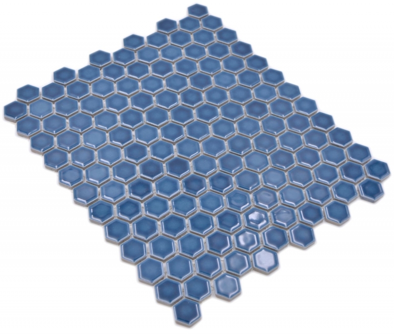 Hexagonal hexágono mosaico azulejo de cerámica mini azul verde brillante mosaico azulejo pared azulejo backsplash cocina cuarto de baño aseo - MOS11H-0405