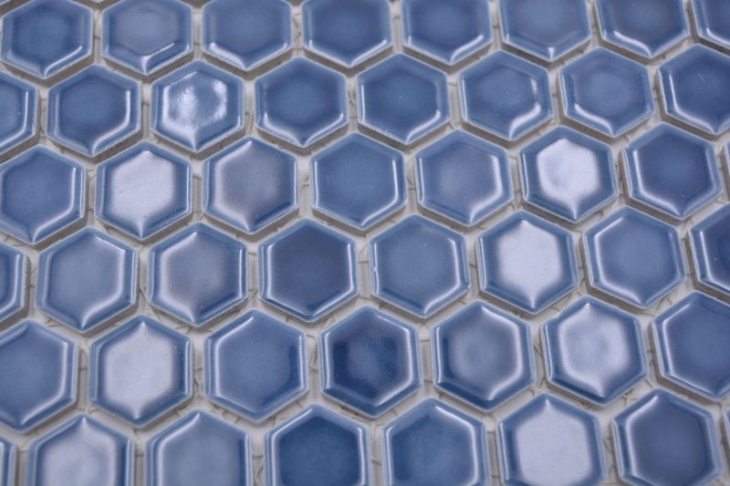 Hexagonal hexágono mosaico azulejo de cerámica mini azul verde brillante mosaico azulejo pared azulejo backsplash cocina cuarto de baño aseo - MOS11H-0405