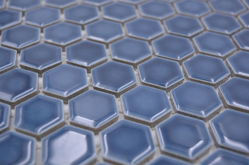 Hexagonal hexágono mosaico azulejo de cerámica mini azul verde brillante mosaico azulejo pared azulejo backsplash cocina cuarto de baño aseo - MOS11H-0405