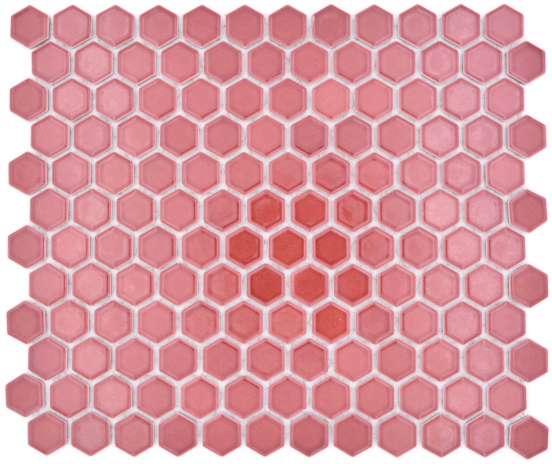 Hexagonal hexágono mosaico azulejo de cerámica mini burdeos rojo brillante mosaico azulejo pared azulejo backsplash cocina cuarto de baño - MOS11H-0910