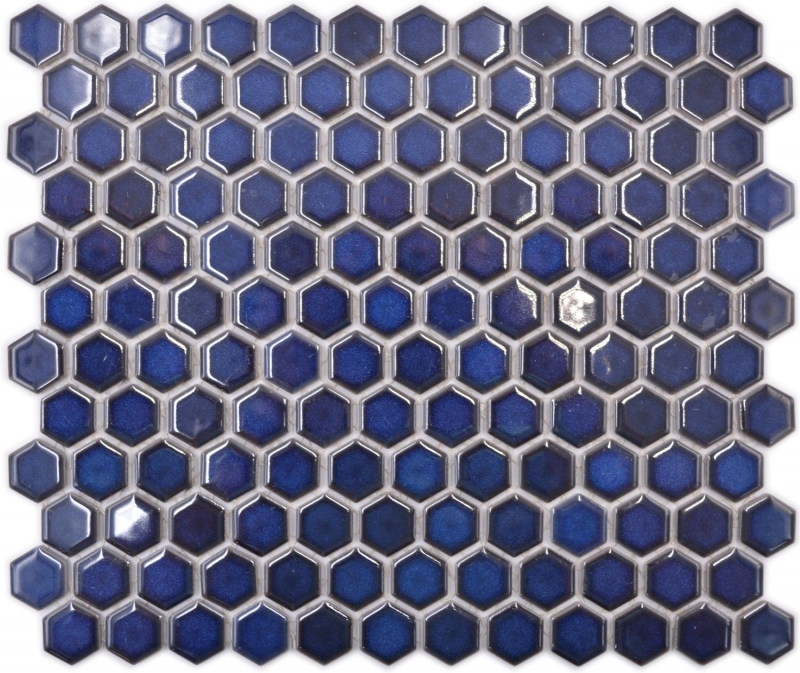 Mosaico de cerámica hexágono azul cobalto brillante mosaico azulejos pared azulejos backsplash cocina cuarto de baño MOS11H-0444_f