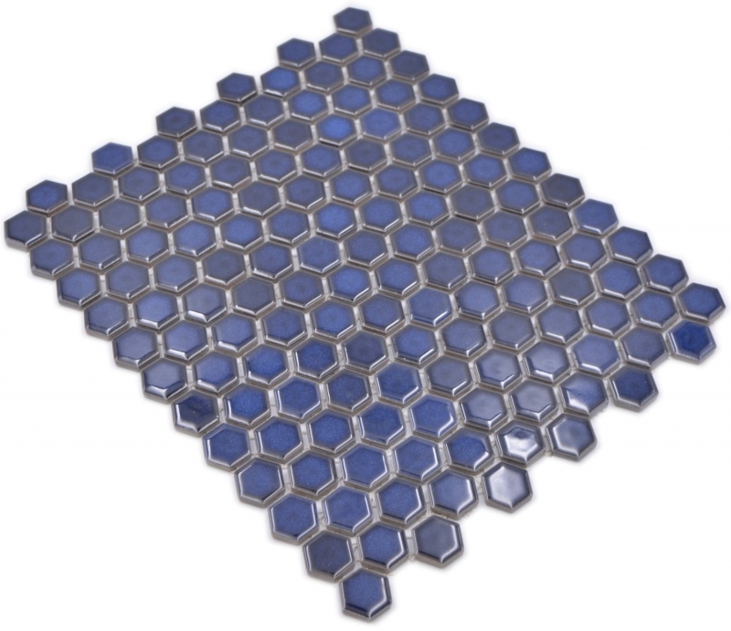 Mosaico de cerámica hexágono azul cobalto brillante mosaico azulejos pared azulejos backsplash cocina cuarto de baño MOS11H-0444_f