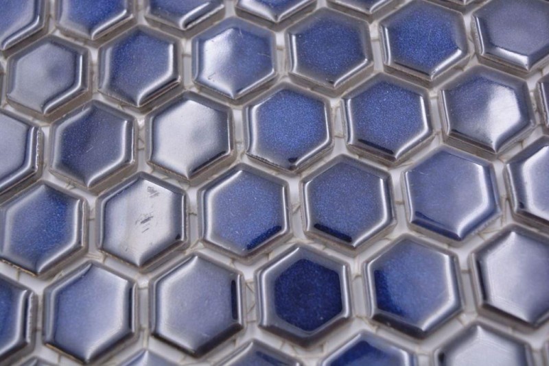 Hexagonal hexágono mosaico azulejo de cerámica mini azul cobalto brillante mosaico azulejo pared azulejo backsplash cocina cuarto de baño - MOS11H-0444