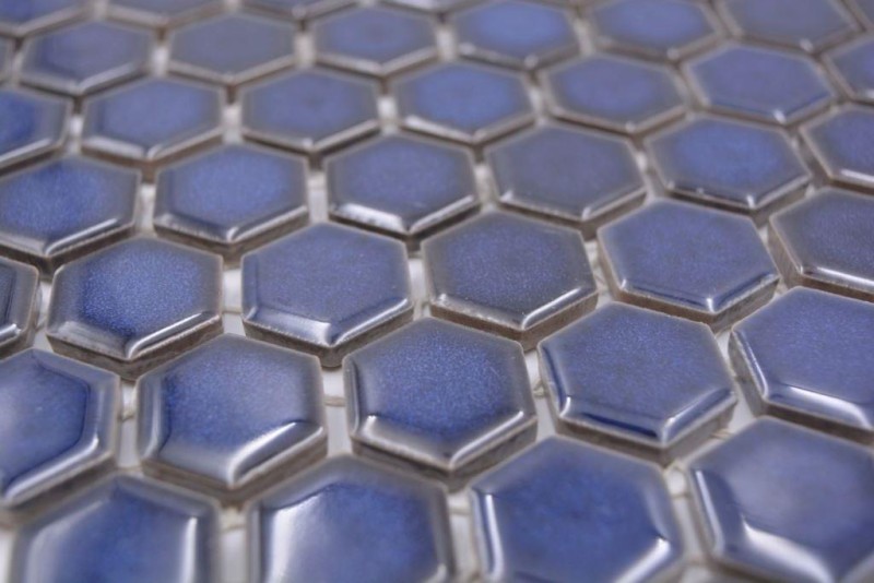 Hexagonal hexágono mosaico azulejo de cerámica mini azul cobalto brillante mosaico azulejo pared azulejo backsplash cocina cuarto de baño - MOS11H-0444