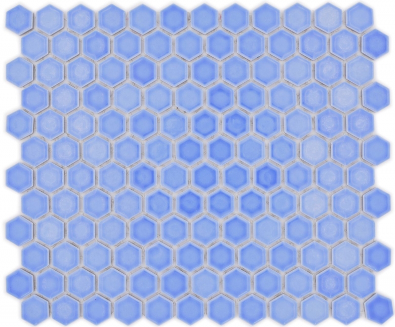 Mosaico de cerámica hexágono azul brillante mosaico azulejos pared azulejos backsplash cocina cuarto de baño MOS11H-0506_f