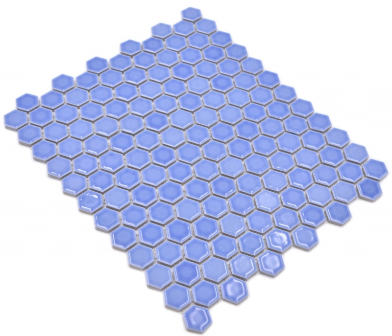 Mosaico de cerámica hexágono azul brillante mosaico azulejos pared azulejos backsplash cocina cuarto de baño MOS11H-0506_f