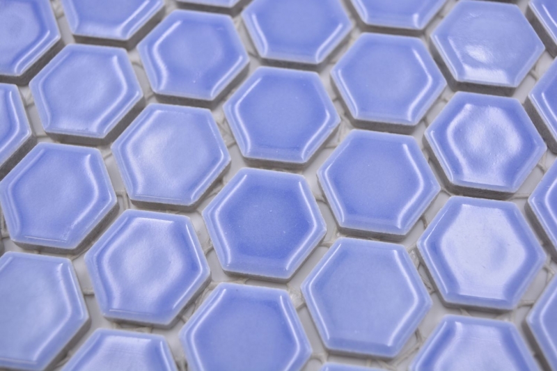 Mosaico de cerámica hexágono azul brillante mosaico azulejos pared azulejos backsplash cocina cuarto de baño MOS11H-0506_f
