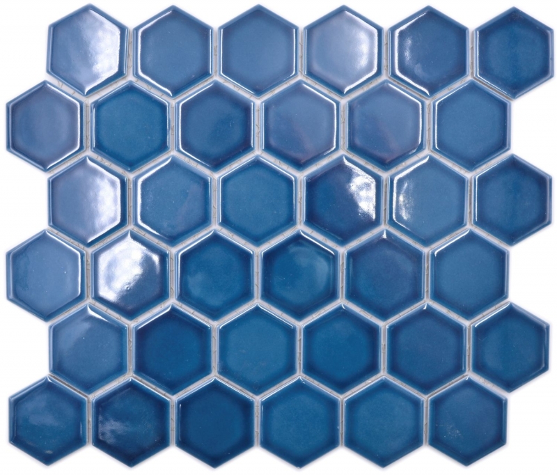 Mosaico de cerámica hexágono azul-verde brillante mosaico azulejos pared azulejos backsplash cocina cuarto de baño MOS11H-0504_f