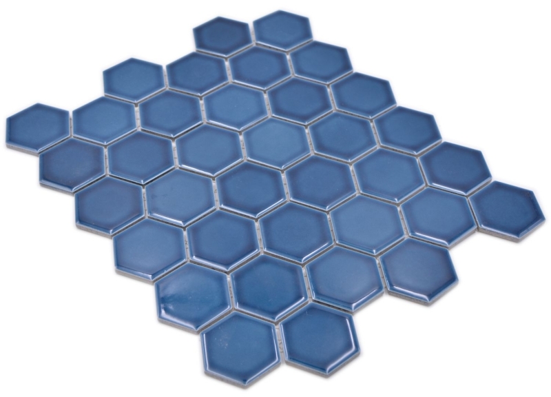 Mosaico de cerámica hexágono azul-verde brillante mosaico azulejos pared azulejos backsplash cocina cuarto de baño MOS11H-0504_f