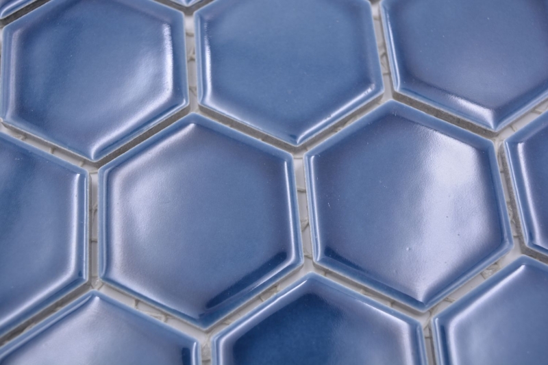 Mosaico de cerámica hexágono azul-verde brillante mosaico azulejos pared azulejos backsplash cocina cuarto de baño MOS11H-0504_f